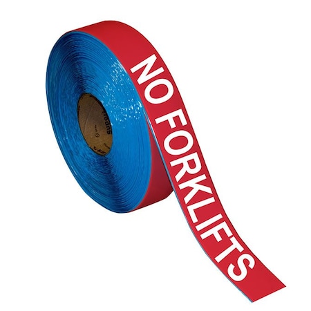 Superior Mark Floor Marking Message Tape, 2in x 100Ft , NO FORKLIFTS IN-40-974